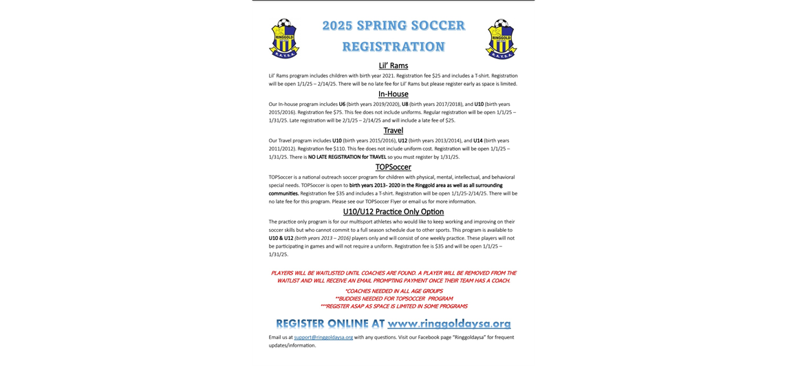 Spring 2025 REGISTRATION 